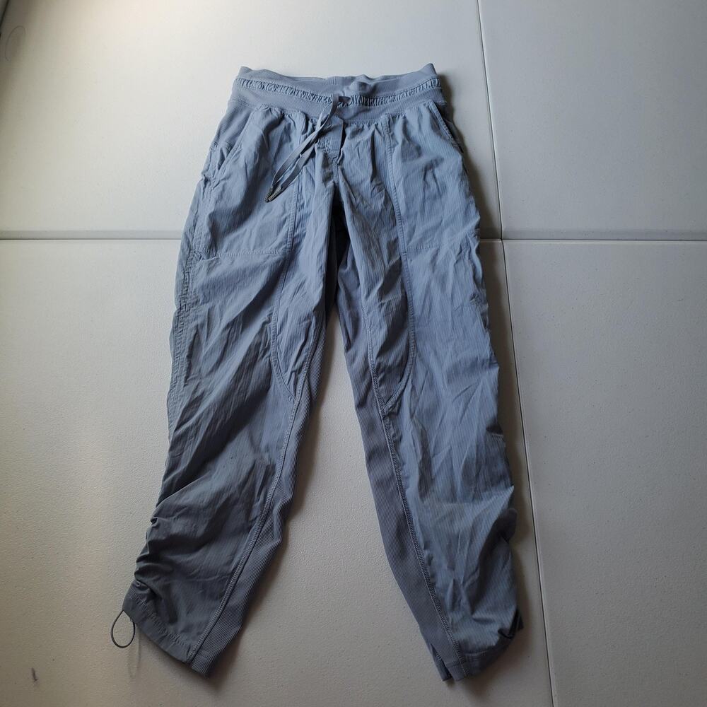 Lululemon Dance Studio Jogger Pants Womens 2 Blue Stripe Lightweight Drawstring